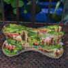 Leseknochen, Stoffknochen, Nackenkissen mit Hochlandrindern auf der Wiese. Genäht aus hochwertigen Baumwollstoffen und Teddyplüsch. Stoff-Unikat handmade in germany