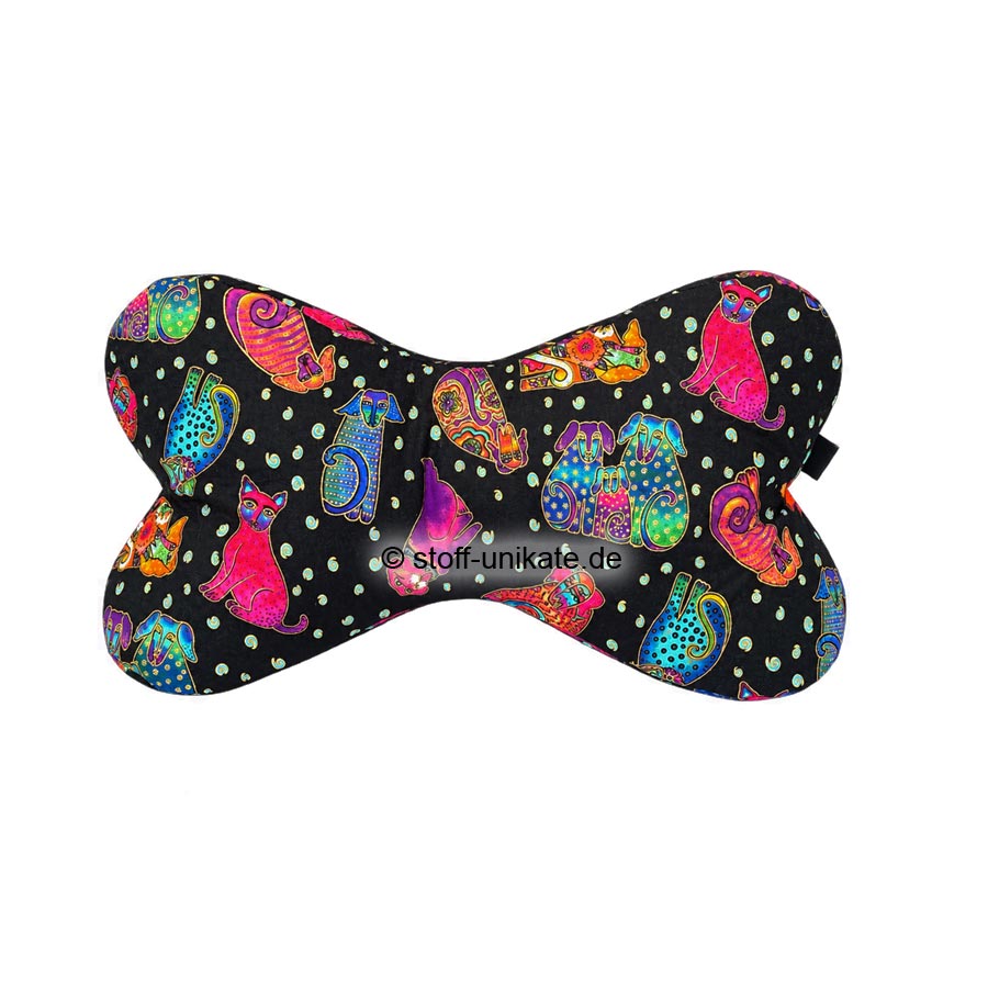 Leseknochen mit bunten Hunden. Stoff-Unikate handmade in germany