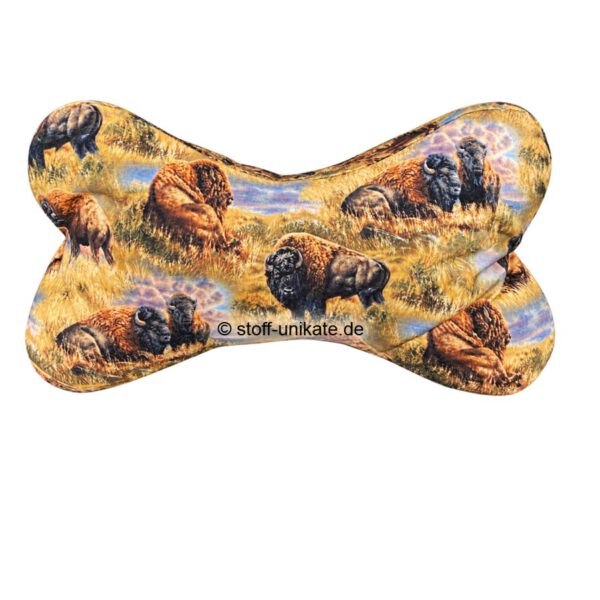 Leseknochen mit Buffalos, Bisons. Stoff-Unikate handmade in Germany