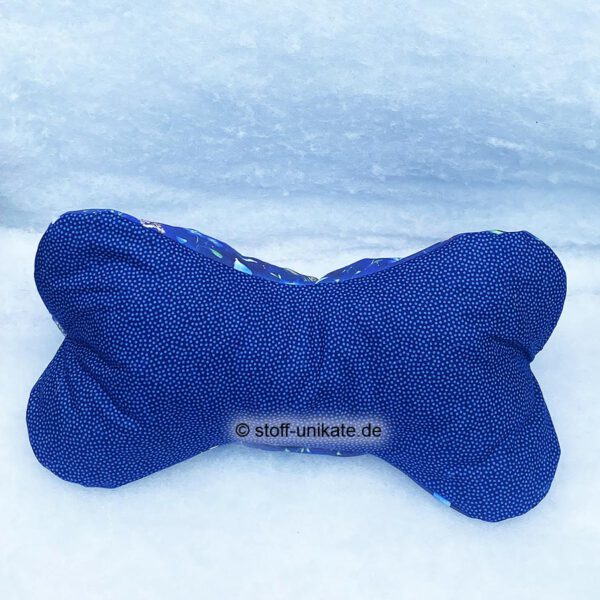 Nackenkissen, Leseknochen mit kleinen Nachteulen auf Dunkelblau. Stoff-Unikat handmade in germany