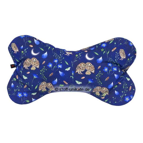 Leseknochen mit kleinen Nachteulen. Stoff-Unikate handmade in Germany
