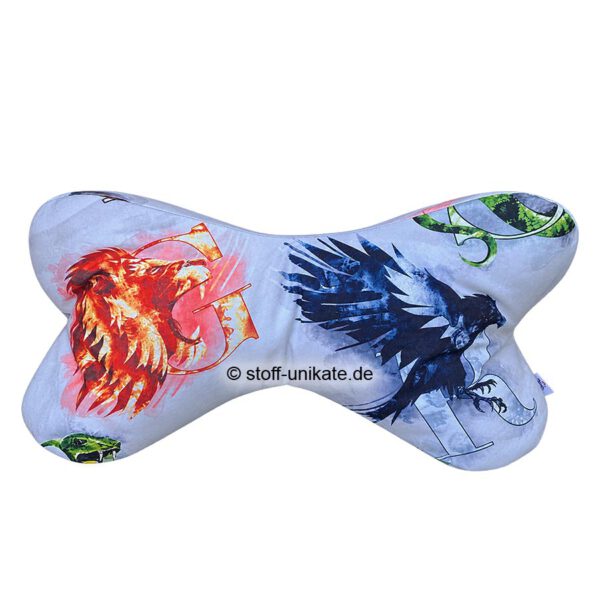 Leseknochen (groß), <br>Nackenkissen, Stoffknochen <br>„Magische Häuser" <br>Zauberhaftes Geschenk