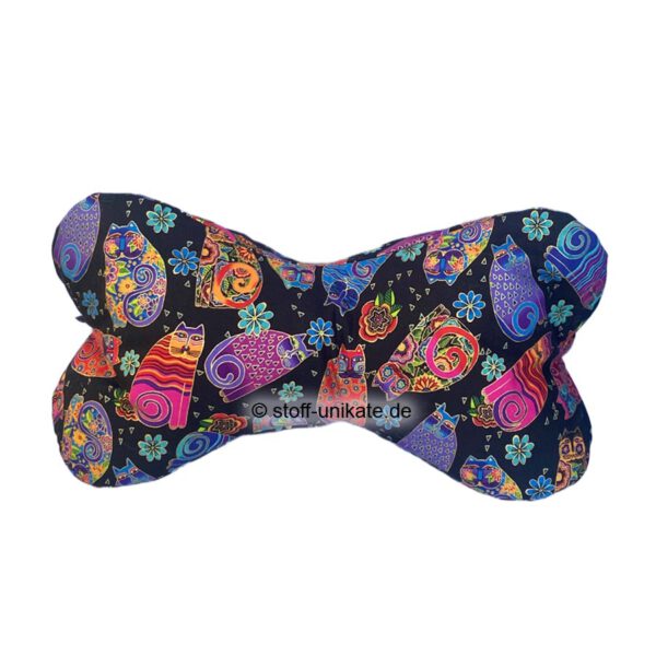 Leseknochen mit bunten Katzen von Laurel Burch. Stoff-unikate handmade in Germany