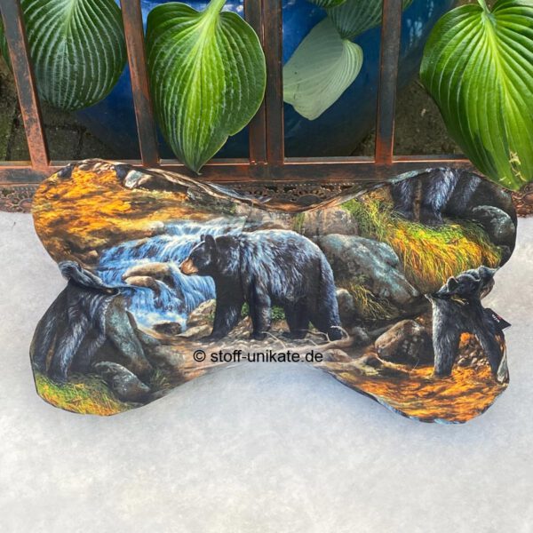 Leseknochen (groß) <br> Nackenkissen, Stoffknochen <br>„Black Bears” <br>Geschenk für Bären-Fans – Bild 2