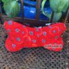 Leseknochen, Nackenkissen mit Mohnblumen in schwarz, rot, weiß. Stoff-Unikate handmade in Germany