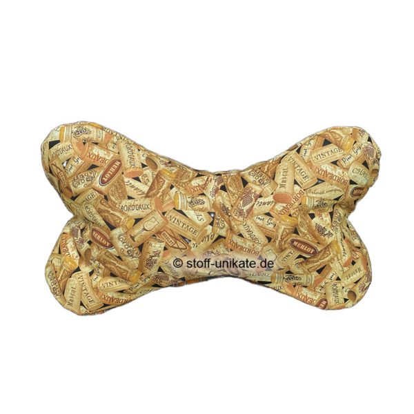 Leseknochen (groß) <br> Nackenkissen, Stoffknochen <br>„Weinkorken” <br>Geschenk für Weinkenner