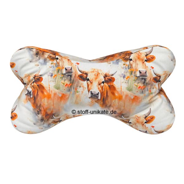 Leseknochen (groß) <br> Nackenkissen, Stoffknochen <br>„Allgäuer Braunkuh” <br>Geschenk für Kuh-Freunde