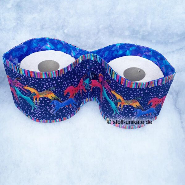 WC-Rollenhalter aus Stoff mit Pferdemotiven von Laurel Burch. Stoff-Unikate handmade in Germany
