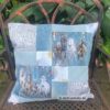 Dekokissen, Designer-Kissen, Upcycling-Kissen mit Pferdemotiven in jeansblau. Stoff-Unikate handmade in Germany