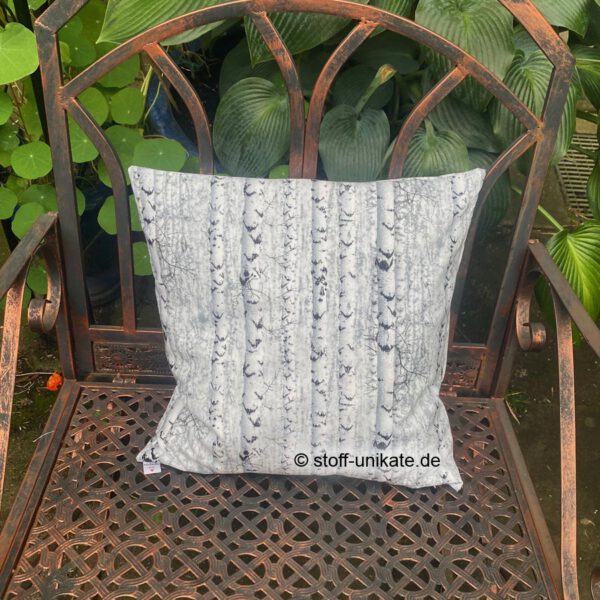 Deko-kissen 40 x 40 cm aus der Kissen-Serie Birken. Stoff-Unikat handmade in Germany