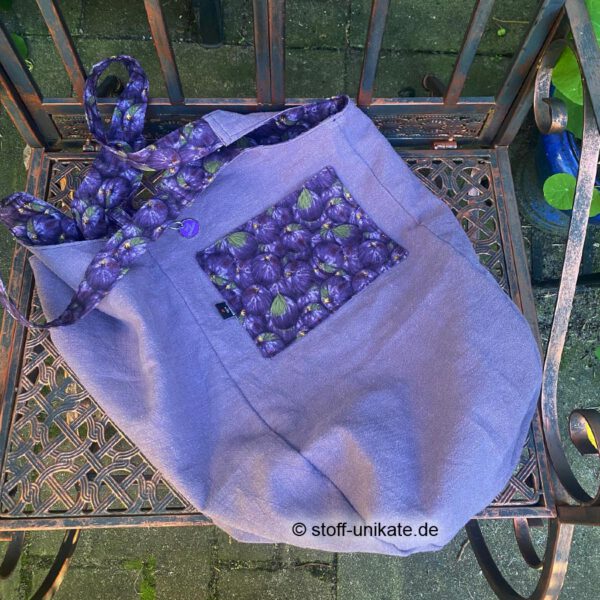 Innenansicht der Jumbotasche mit Feigen. Stoff-Unikate handmade in Germany