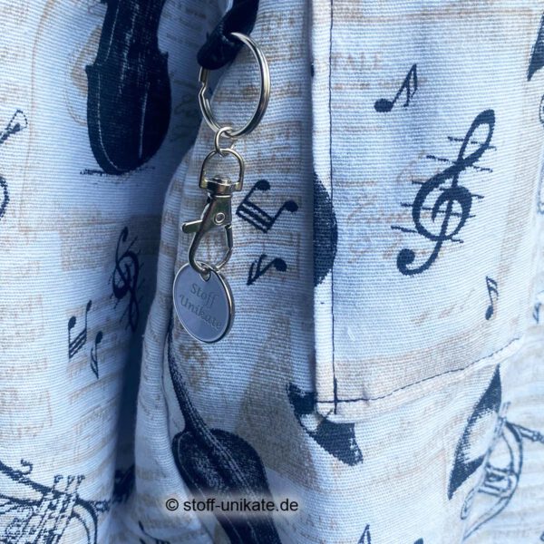 Innentasche vom XXL-Shopper mit Musikinstrumenten. Stoff-Unikate handmade in germany