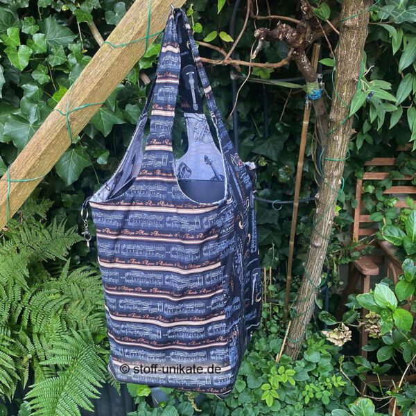 Shopper, XXL-Einkaufstasche mit Muisknoten. Stoff-Unikate handmade in Germany
