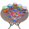 Geschenkset mit Deckchen und Tasse von Laurel Burch. Stoff-Unikate handmade in Germany