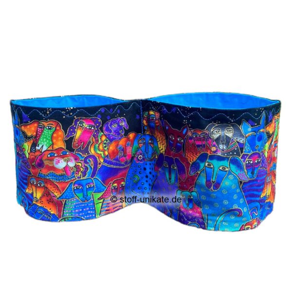 WC-Rollenhalter mit bunten Hunden von Laurel Burch. Stoff-Unikate handmade in Germany