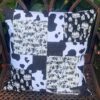 Patchworkkissen mit Kuhmotiven in schwarz-weiß. Stoff-Unikate handmade in germany