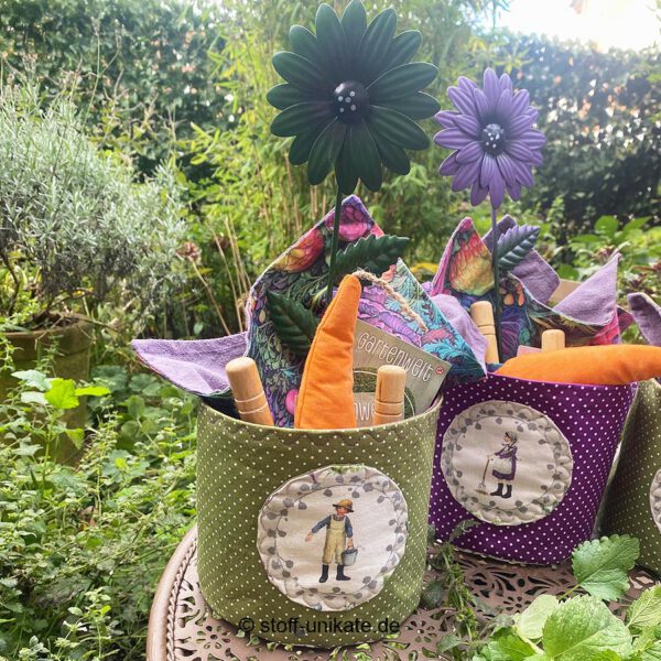 Geschenk-set Gartenzeit. Utensilos aus hochertiger Baumwolle genäht. Stoff-Unikate handmade in Germany