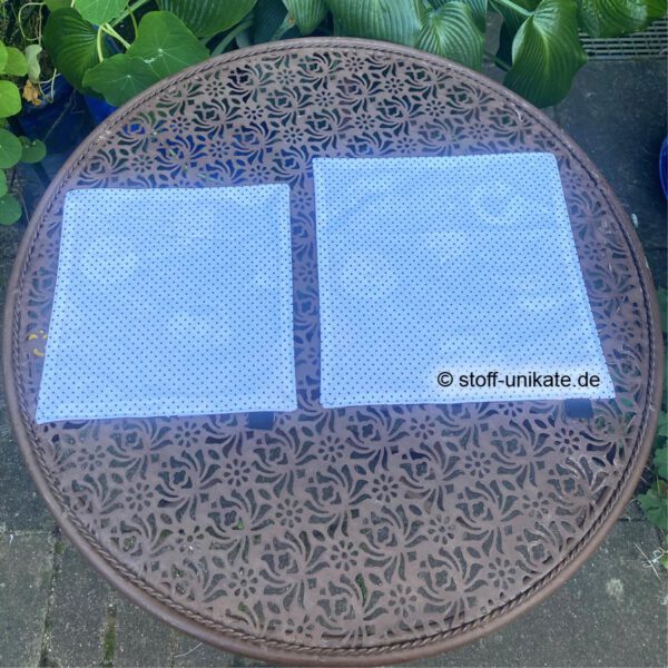 Rückseite der Stoffdeckchen mit Kaffee-Motiven. Stoff-Unikate handmade in Germany