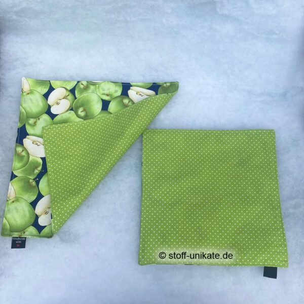 Stoffdeckchen mit grünen Äpfeln. Stoff-Unikate handmade in Germany