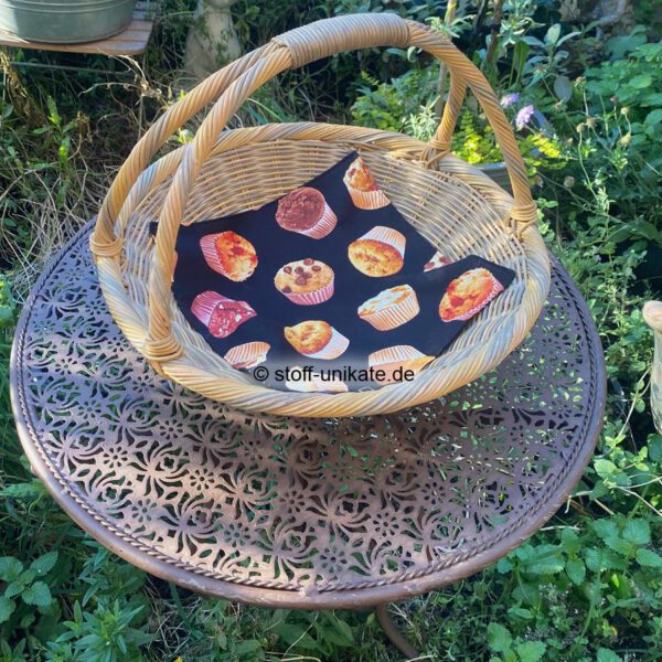 Stoffdeckchen mit muffin-Motiven. genäht aus hochwertiger Baumwolle. Stoff-Unikate handmade in Germany