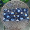 Vorderseite der Stoffdeckchen mit Kaffeemotiven. Stoff-Unikate handmade in Germany