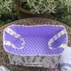 Innenansicht vom Stoffkorb mit Lavendelmotiven. Stoff-unikate handmade in germany