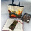 Book Bag und Lesezeichen mit Drachenmotiven. Stoff-Unikate handmade in germany