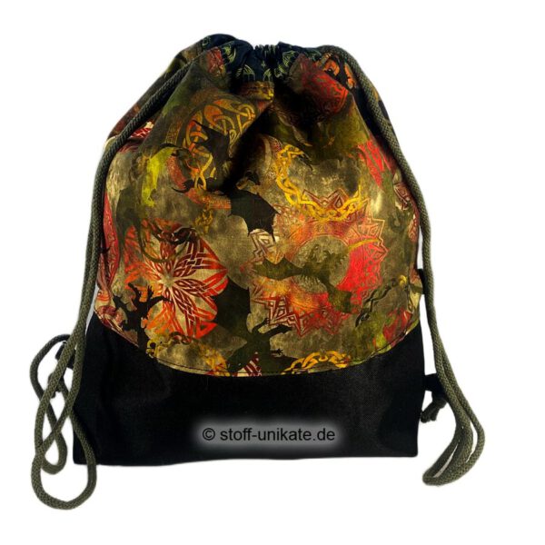 Kiderturnbeutel mystiic Dragon mit Drachenmotiven. Stoff-Unikate handmade in germany