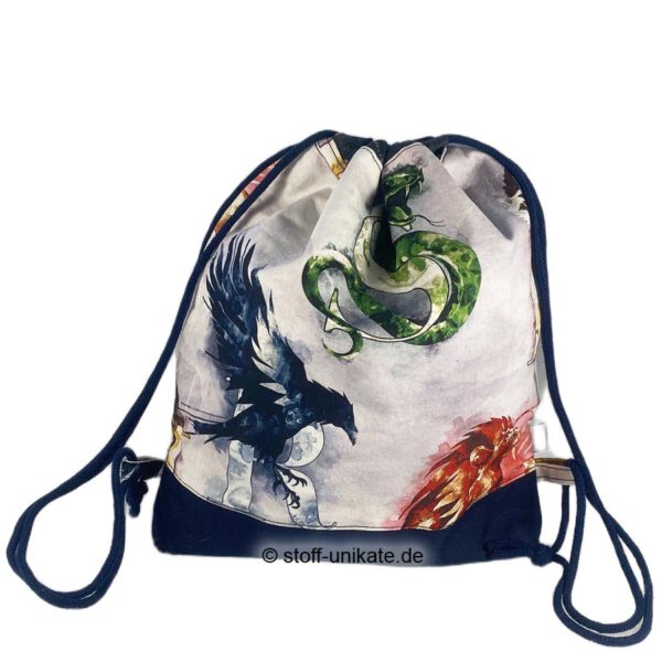 turnbeutel für Kinder mit Harry Potter Häuser Motiven. Stoff-Unikate handmade in Germany