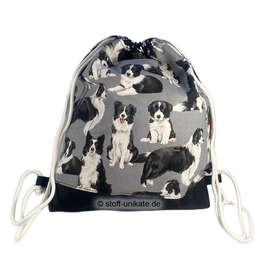 Turnbeutel für Kinder mit Border Collies. Stoff-Unikate handmade in germany