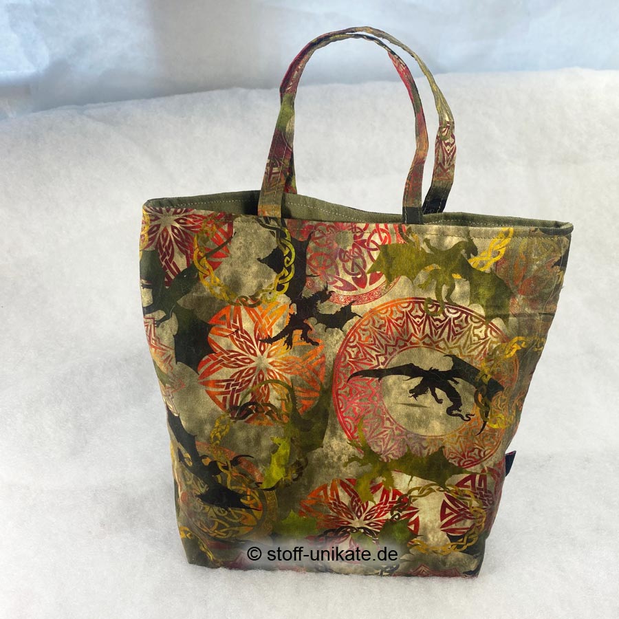 Book Bag mit Drachenmotiven. Stoff-Unikate handmade in germany