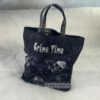Büchertasche mit Schriftzug Crime time. Stoff-Unikate handmade in Germany