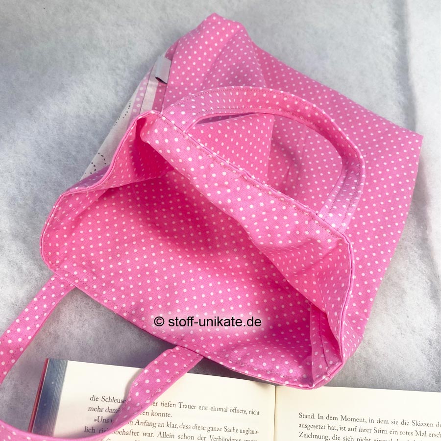 Book Bag to Go in Pink genäht aus Baumwollstoffen. Stoff-Unikate handmade in Germany