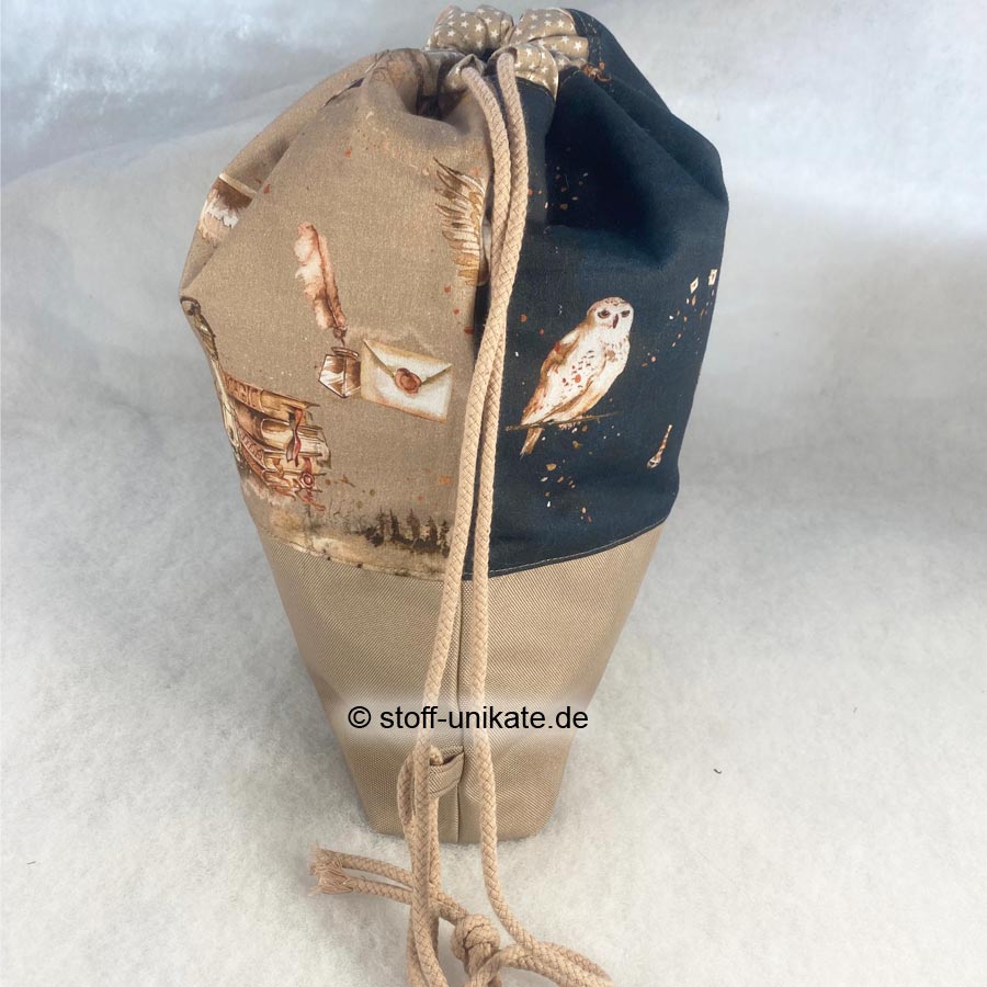 Turnbeutel für Kinder mit Eule Hedwig aus Harry Potter. Stoff-Unikate handmade in Germany