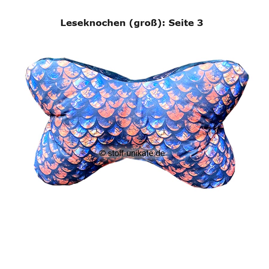 Großer Leseknochen mit Drachenschuppen. Stoff-Unikate handmade in germany