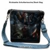 Rückseite der Schultertasche mit Drachenmotiven. Stoff-Unikate handmade in Germany