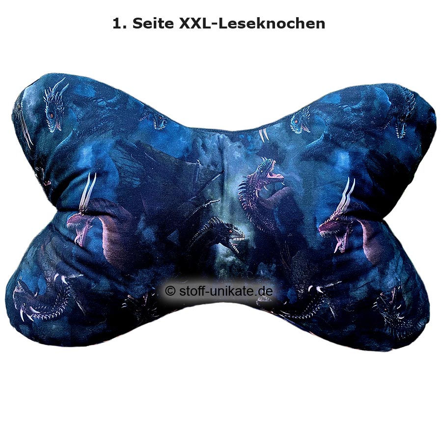 XXL Leseknochen mit Drachenmotiven. Wings of Ash. Stoff-Unikate handmade in Germany