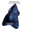 Seitenansicht vom XXL_Leseknochen Wings of Ash mit Drachenmotiven. Stoff-Unikate handmade in Germany