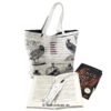 Büchertasche und Lesezeichen mit Schrift und raben. Stoff-Unikate handmade in Germany