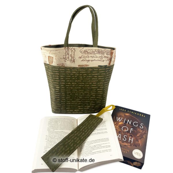 I - More than Words - Büchertasche mit Lesezeichen. Stoff-Unikate handmade in Germany