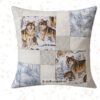 Deko-kissen mit Wolfsrudel im Winter. Stoff-Unikate handmade in Germany