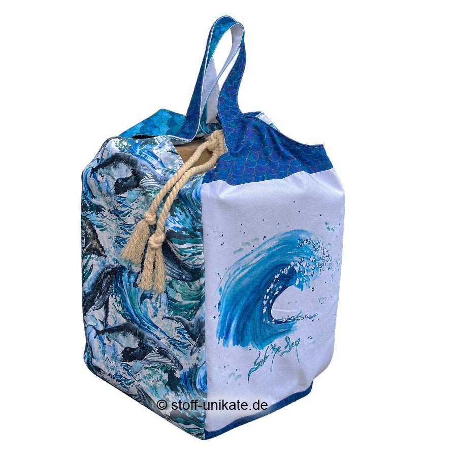 Jumbotasche Save the Sea. Stoff-Unikate handmade in Germany