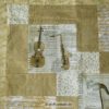 Detailansicht zur Mitteldecke Klassische Musik mit Musikinstrumenten in Goldtönen. Stoff-Unikate handmade in Germany