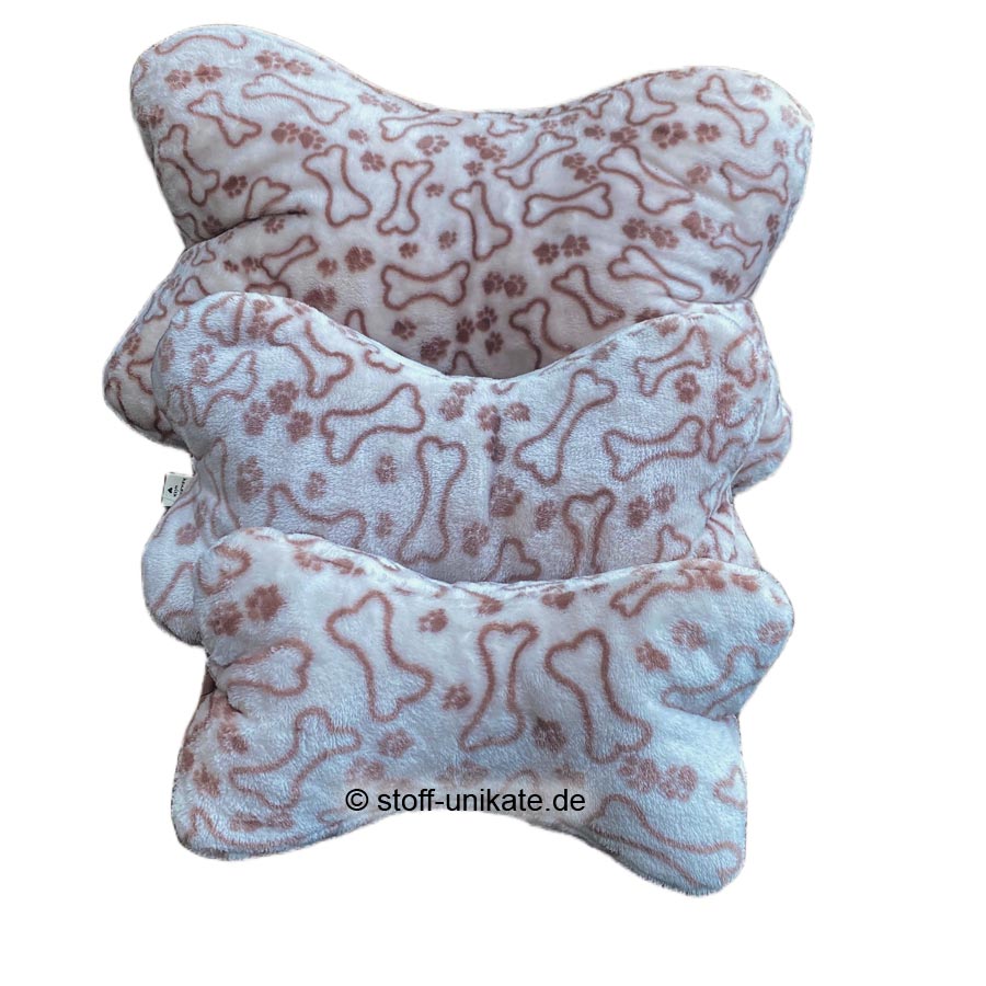 Kuschelweiche Leseknochen in drei verschiedenen Größen mit Knochen- und Pfotenmotiven. Stoff_Unikate handmade in germany