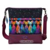 Tablet-Tasche, Schultertasche mit bunten Katzen. Stoff-Unikate handmade in Germany