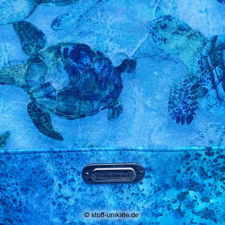 Label Handmade zur Turtle-Tasche. Stoff-Unikate handmade in Germany