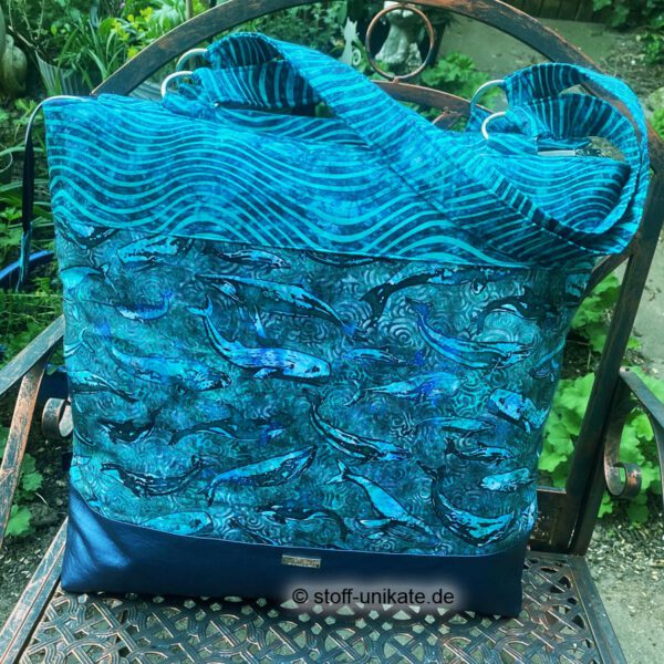 Shopper mit Wal-Motiven. Stoff-Unikate handmade in Germany