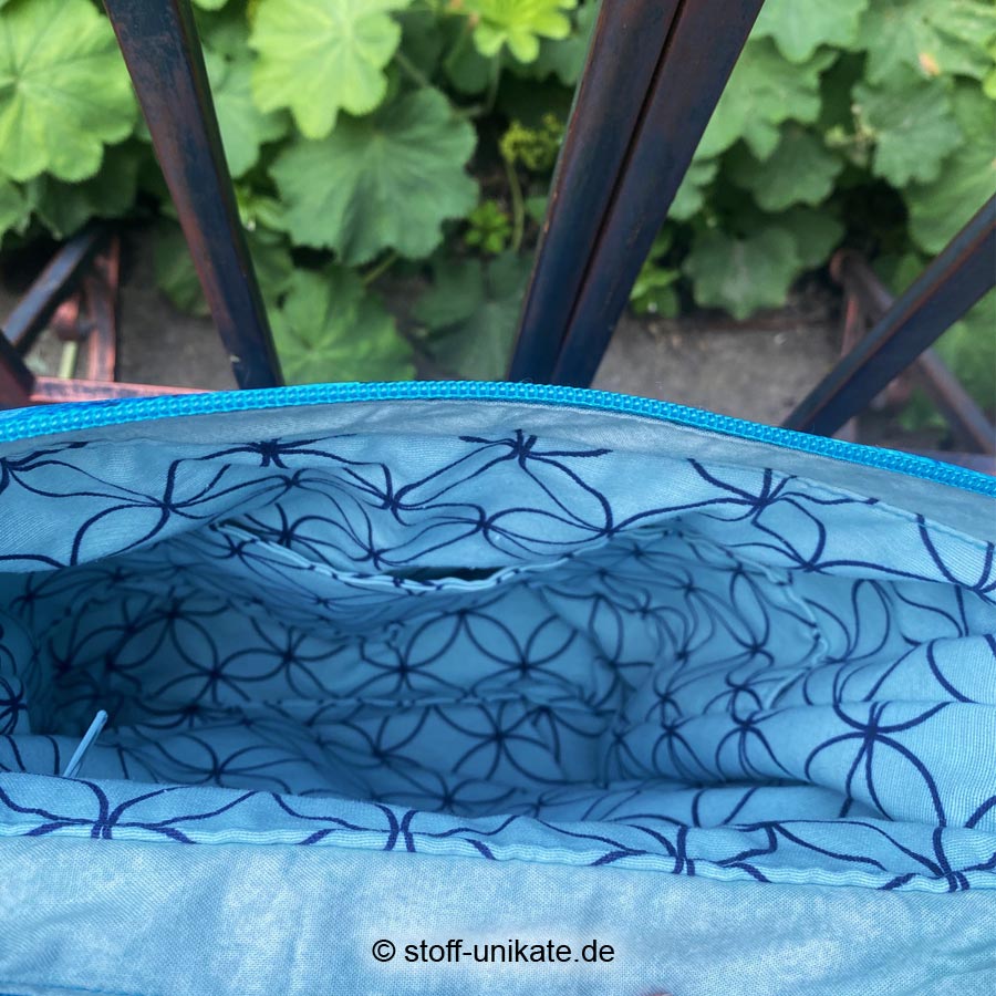 Innentaschen der Tablet-Tasche Turtles. Stoff-Unikate handmade in Germany