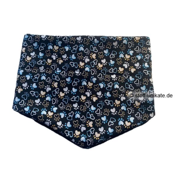 Halstuch-Loop, Wendeloop mit blauen Pfötchen und Herzenmotiven. Stoff-Unikate handmade in Germany