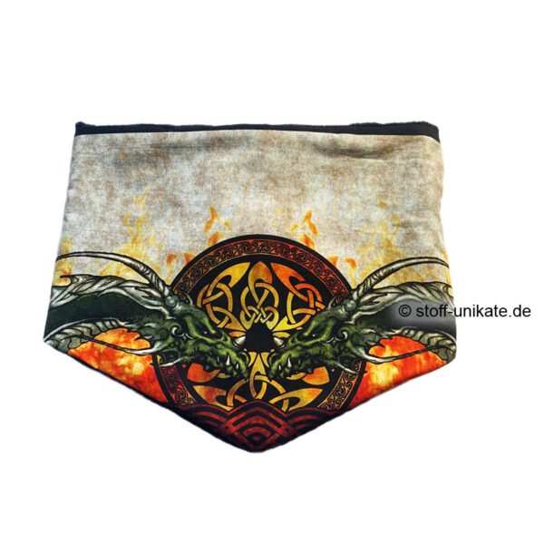 Halstuch-Loop aus Stoff und Fleece mit Celtic Dragon-Motiven. Stoff-Unikate handmade in Germany